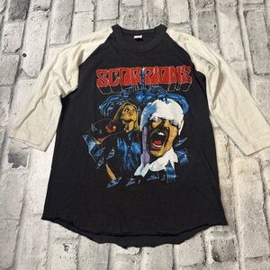 Vintage 1984 Scorpions North American Tour 3/4 Shirt Size Medium Made In USA 80s